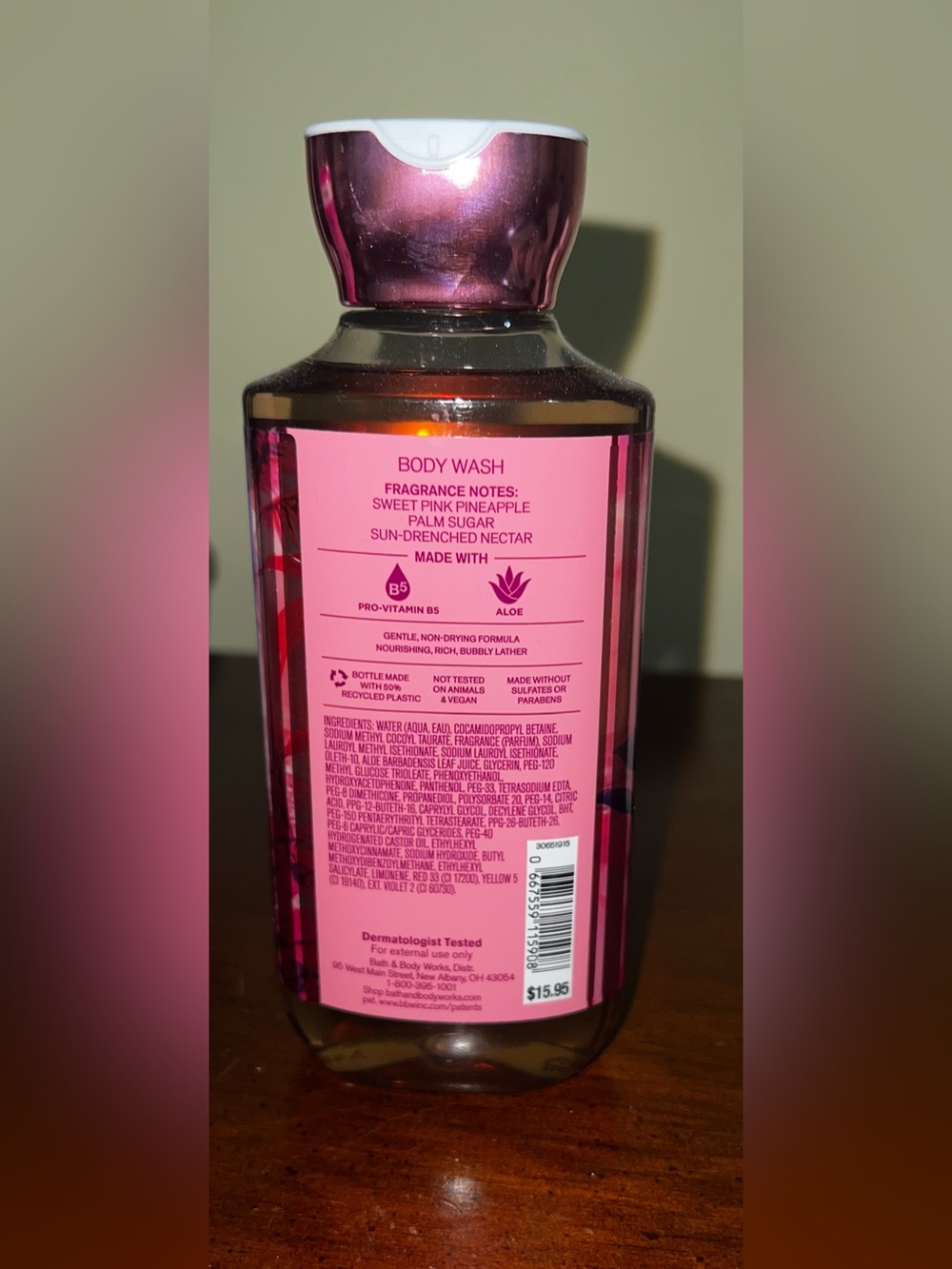 Bath & Body Works Pink Pineapple Sunrise Body Wash - Shimmering Pink Bottle-NEW - Picture 4 of 4